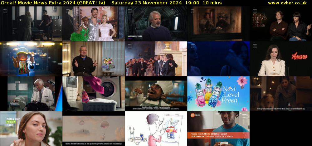 Great! Movie News Extra 2024 (GREAT! tv) Saturday 23 November 2024 19:00 - 19:10