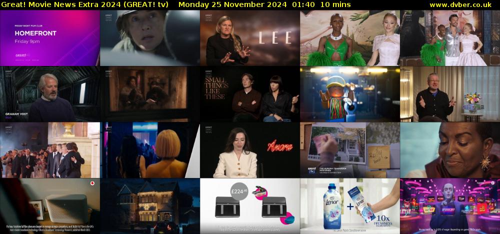 Great! Movie News Extra 2024 (GREAT! tv) Monday 25 November 2024 01:40 - 01:50