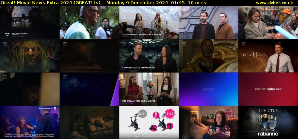 Great! Movie News Extra 2024 (GREAT! tv) Monday 9 December 2024 01:45 - 01:55