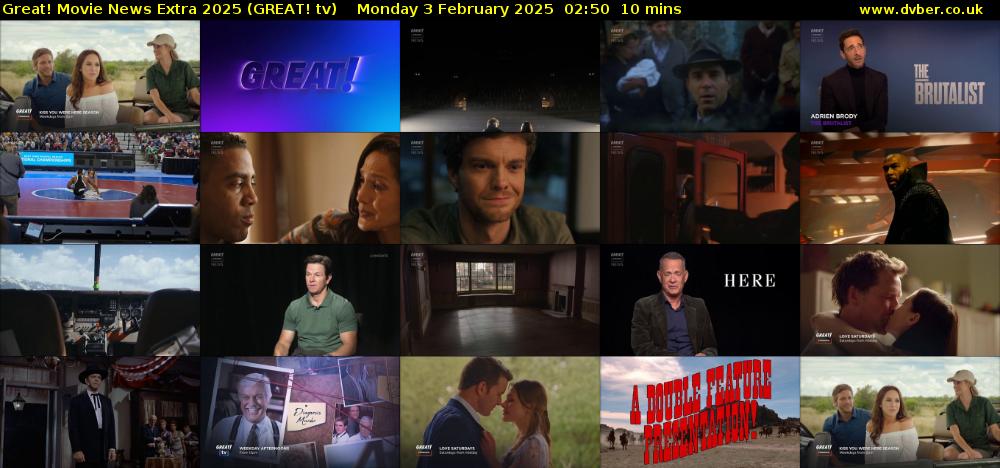Great! Movie News Extra 2025 (GREAT! tv) Monday 3 February 2025 02:50 - 03:00