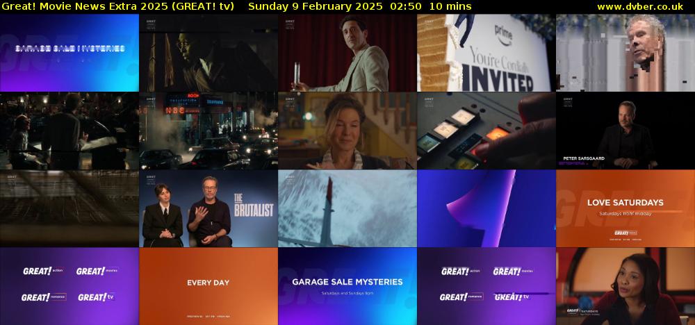 Great! Movie News Extra 2025 (GREAT! tv) Sunday 9 February 2025 02:50 - 03:00