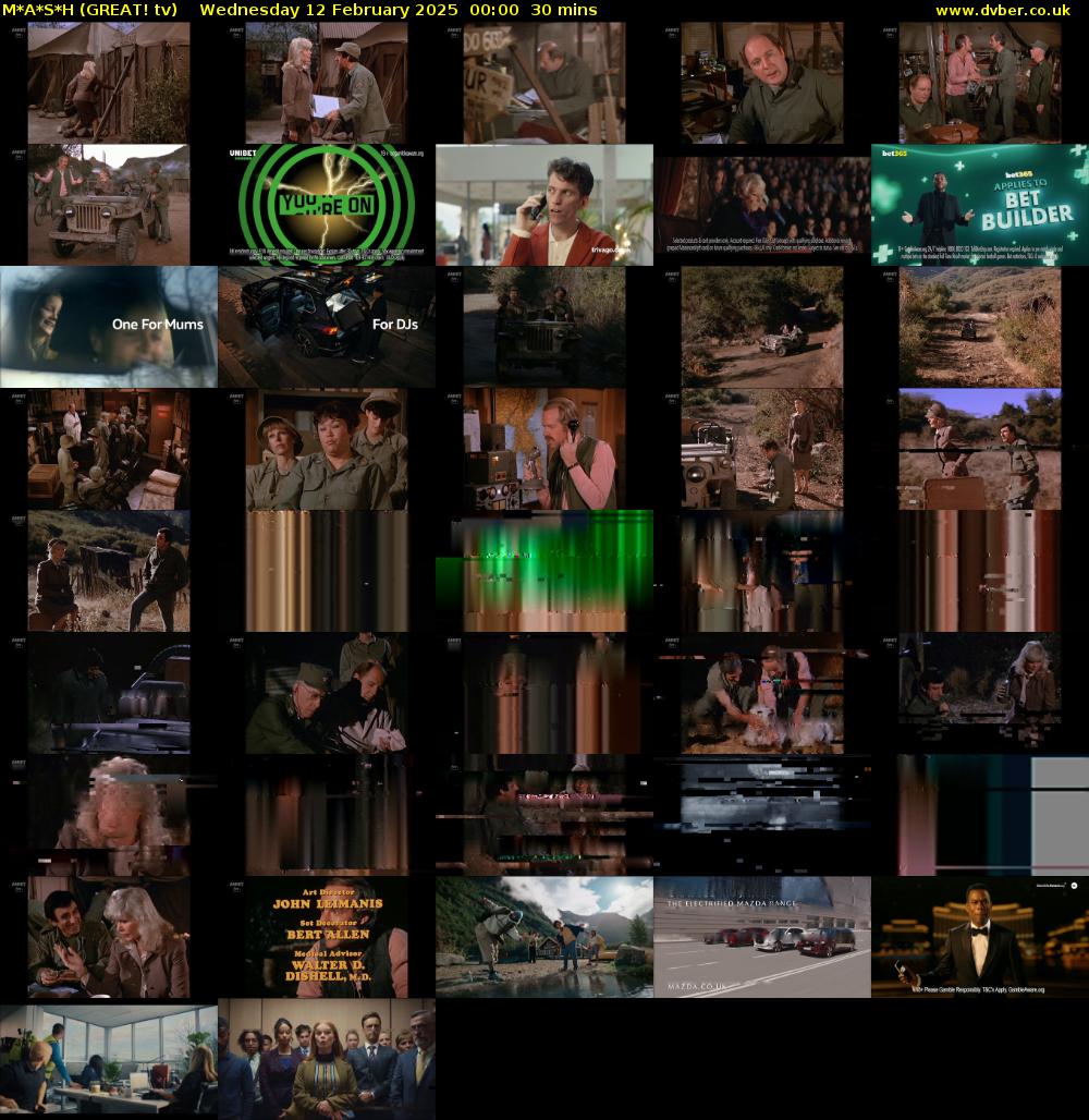 M*A*S*H (GREAT! tv) Wednesday 12 February 2025 00:00 - 00:30