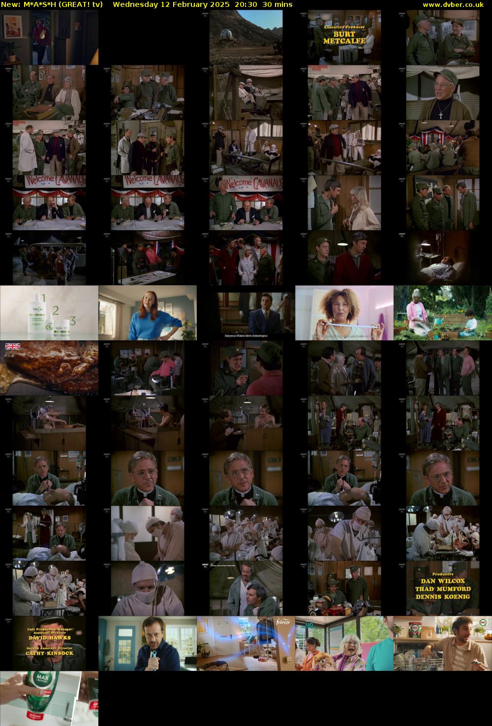 M*A*S*H (GREAT! tv) Wednesday 12 February 2025 20:30 - 21:00
