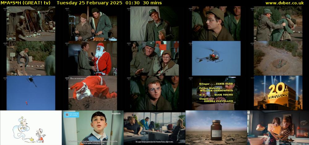 M*A*S*H (GREAT! tv) Tuesday 25 February 2025 01:30 - 02:00