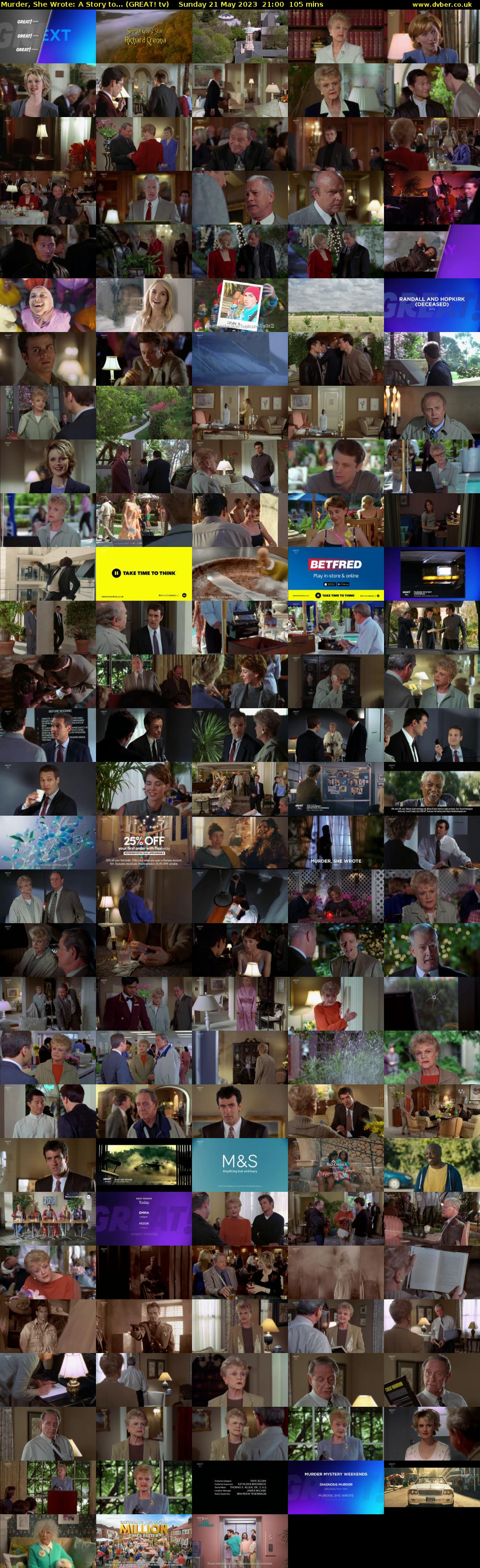 Murder, She Wrote: A Story to... (GREAT! tv) Sunday 21 May 2023 21:00 - 22:45
