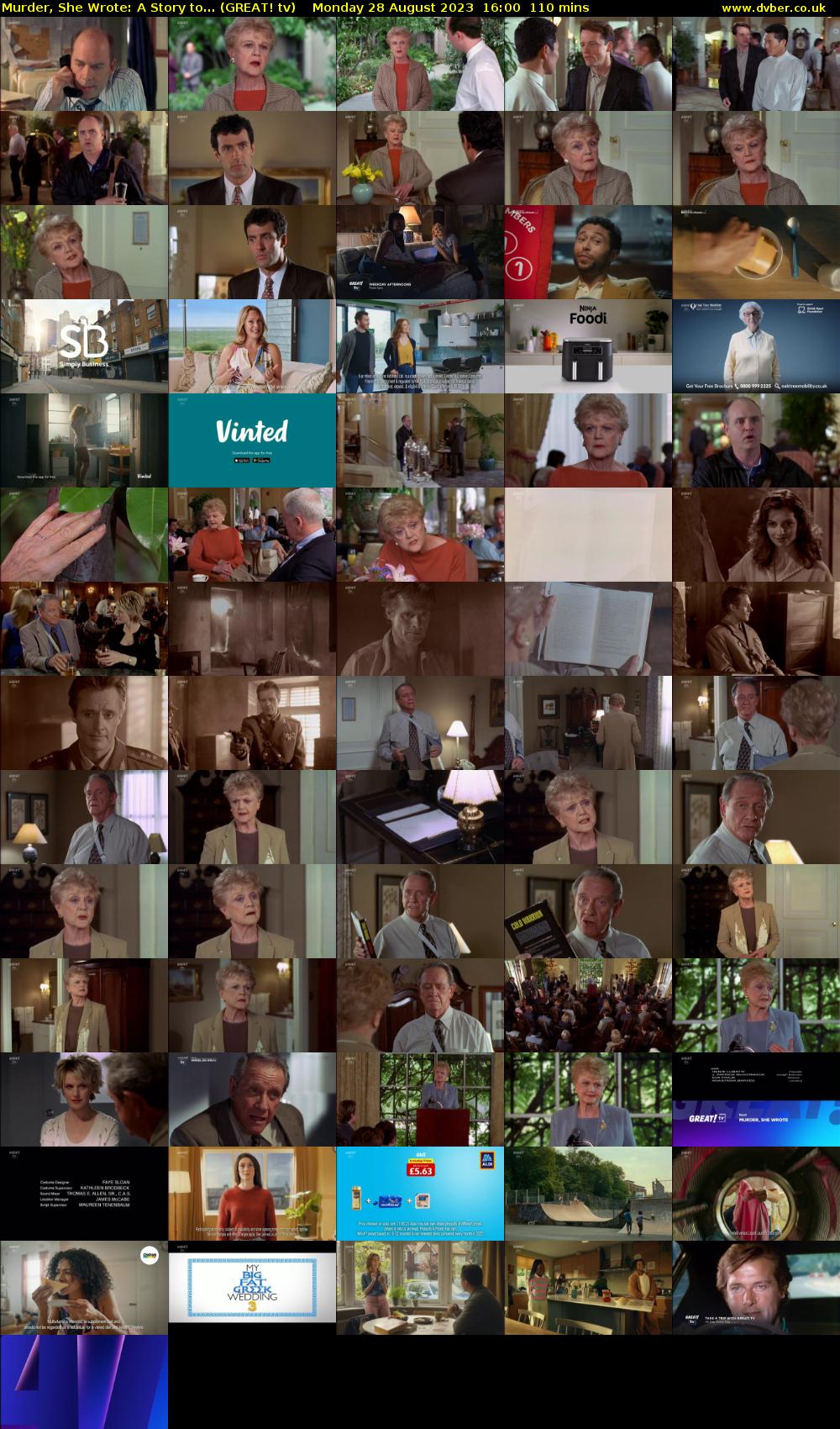 Murder, She Wrote: A Story to... (GREAT! tv) Monday 28 August 2023 16:00 - 17:50