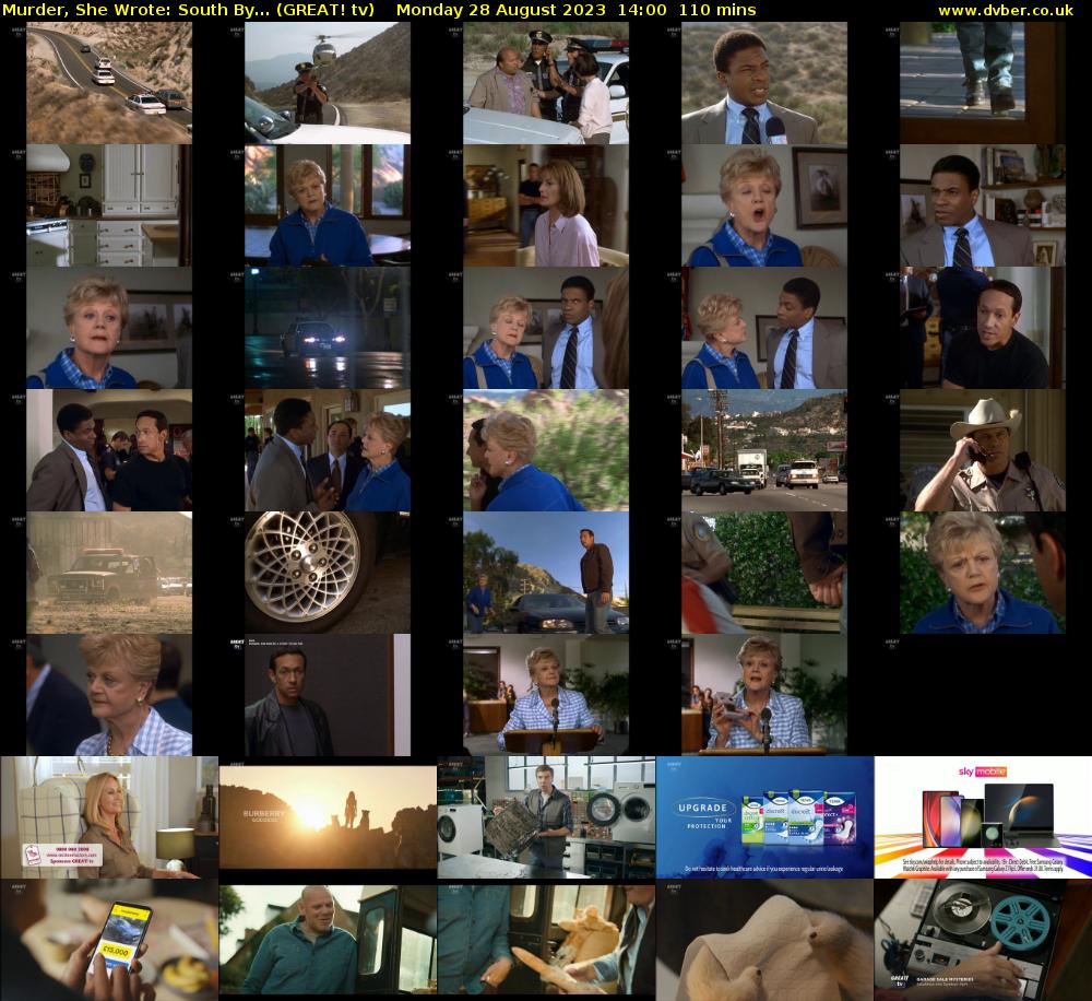 Murder, She Wrote: South By... (GREAT! tv) Monday 28 August 2023 14:00 - 15:50