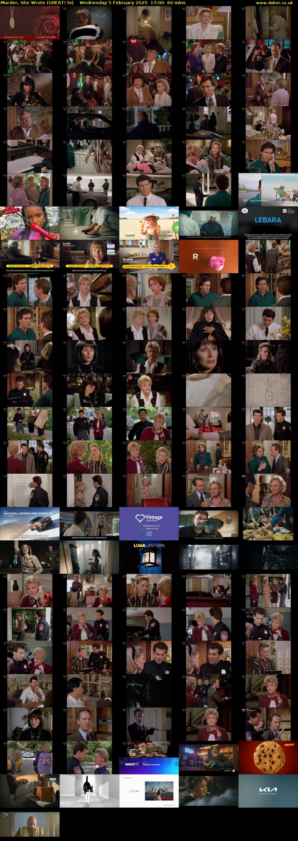 Murder, She Wrote (GREAT! tv) Wednesday 5 February 2025 17:00 - 18:00