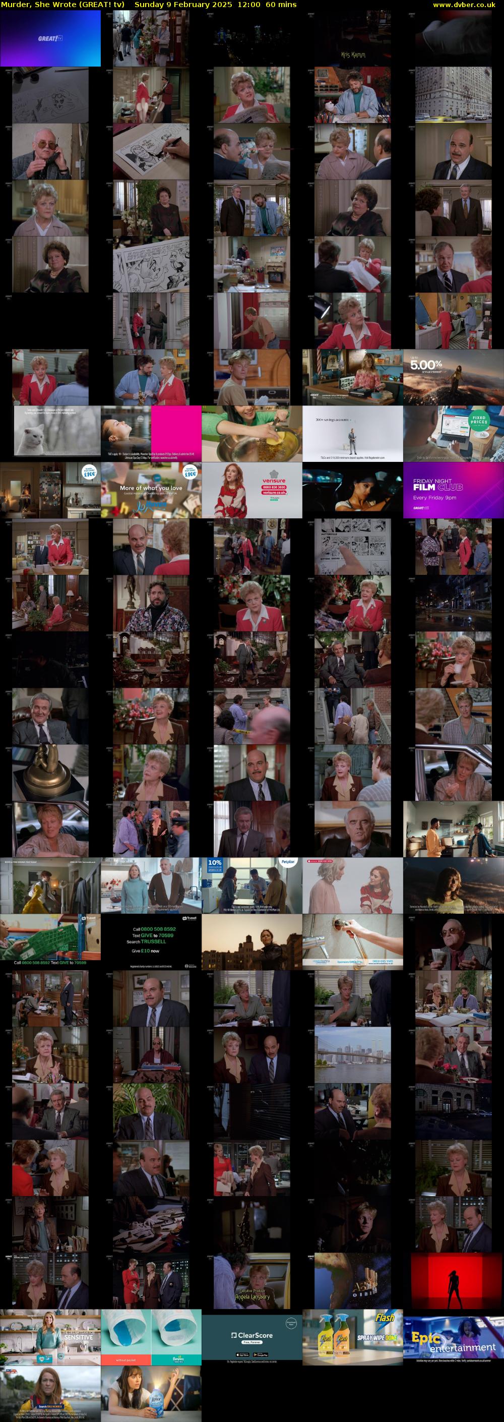 Murder, She Wrote (GREAT! tv) Sunday 9 February 2025 12:00 - 13:00