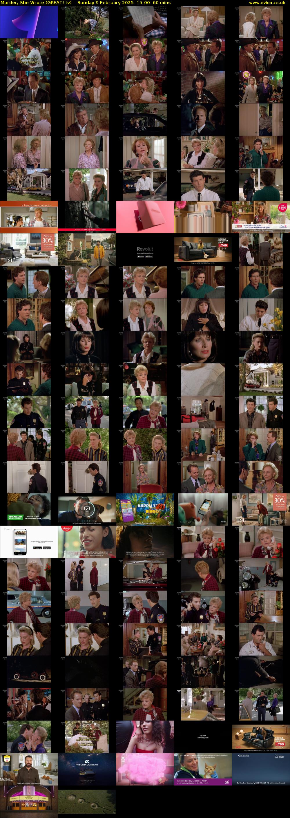 Murder, She Wrote (GREAT! tv) Sunday 9 February 2025 15:00 - 16:00