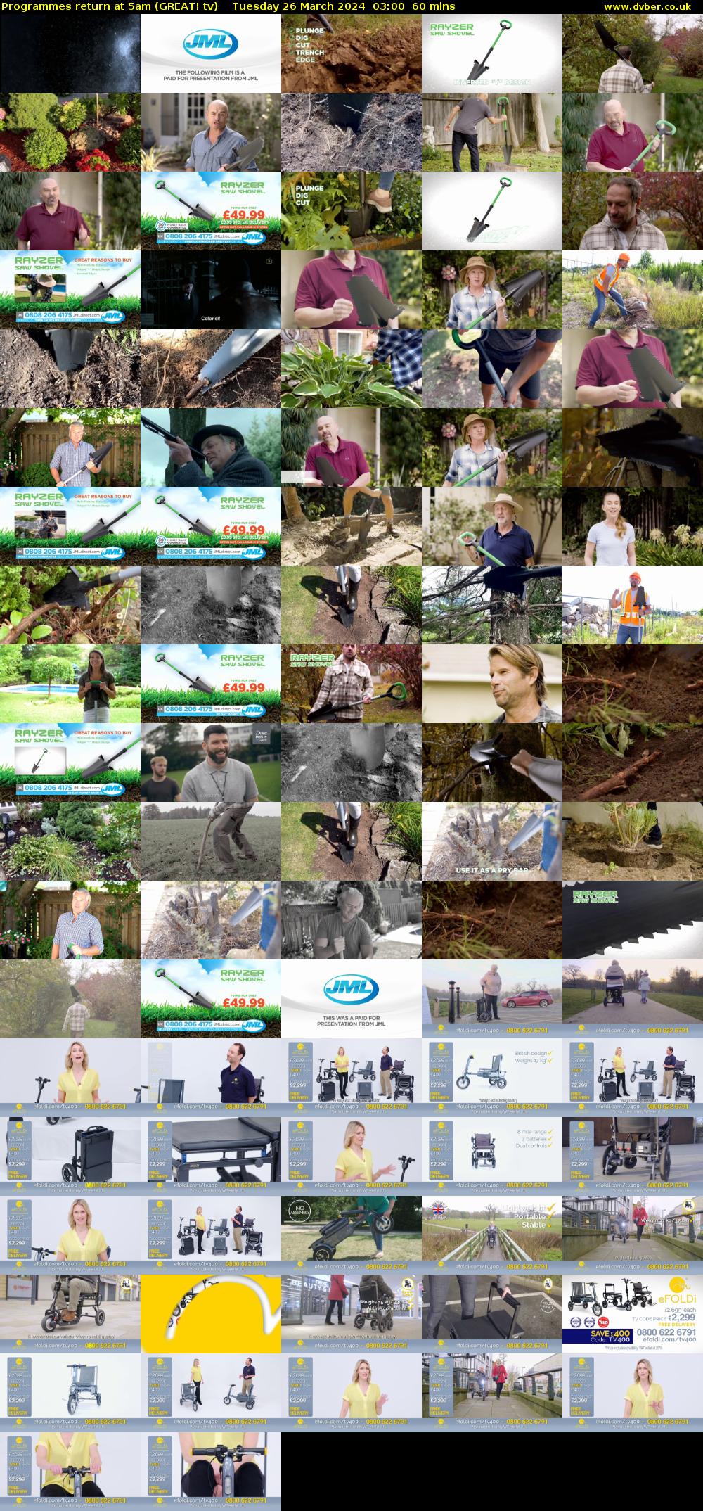 Programmes return at 5am (GREAT! tv) Tuesday 26 March 2024 03:00 - 04:00
