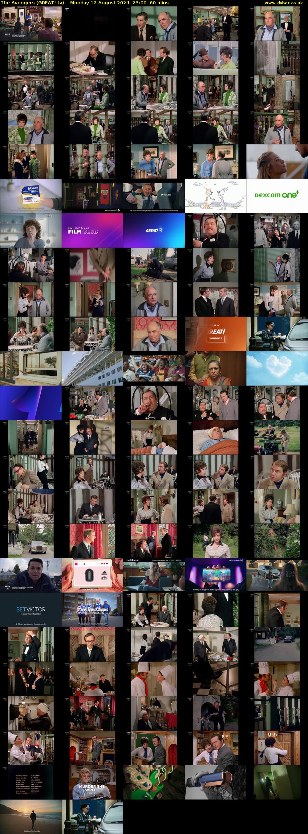 The Avengers (GREAT! tv) Monday 12 August 2024 23:00 - 00:00