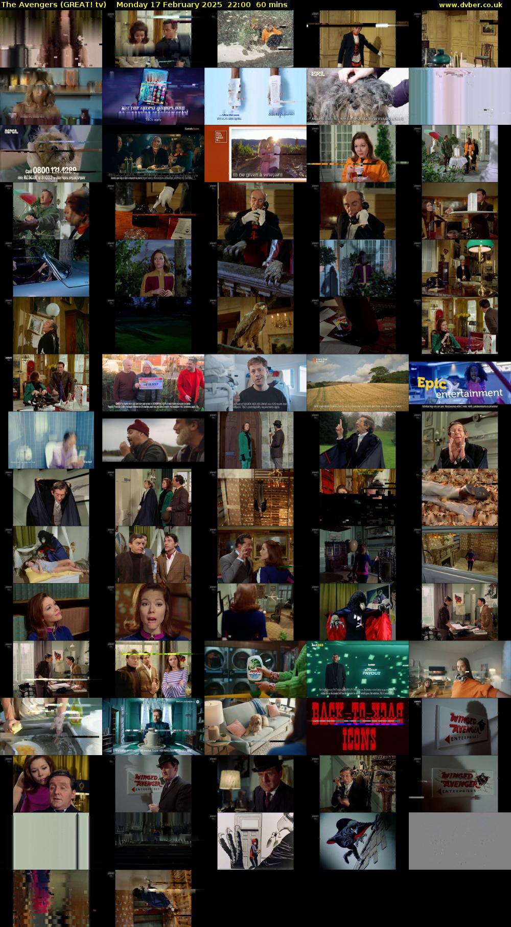 The Avengers (GREAT! tv) Monday 17 February 2025 22:00 - 23:00