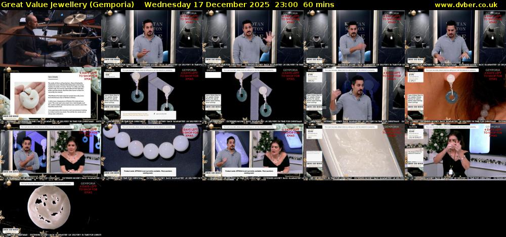 Great Value Jewellery (Gemporia) Wednesday 17 December 2025 23:00 - 00:00