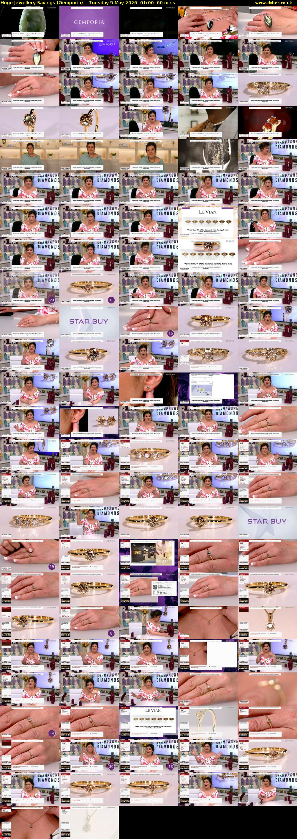 Huge Jewellery Savings (Gemporia) Tuesday 5 May 2026 01:00 - 02:00