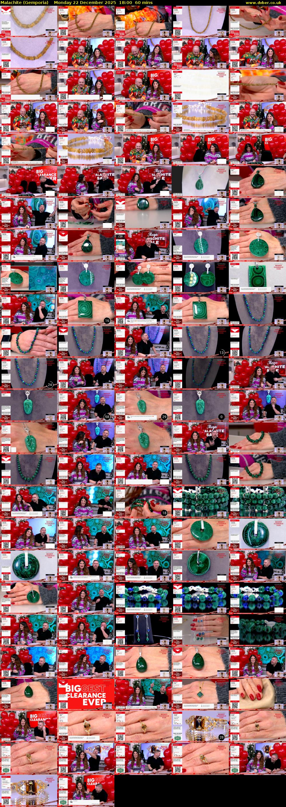 Malachite (Gemporia) Monday 22 December 2025 18:00 - 19:00