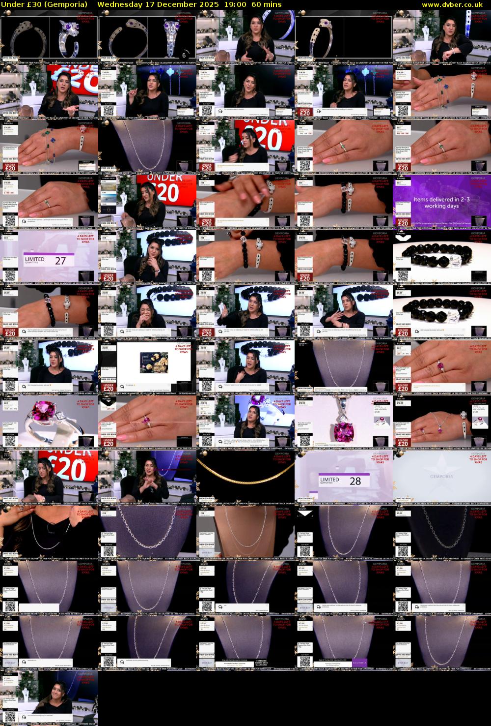 Under £30 (Gemporia) Wednesday 17 December 2025 19:00 - 20:00