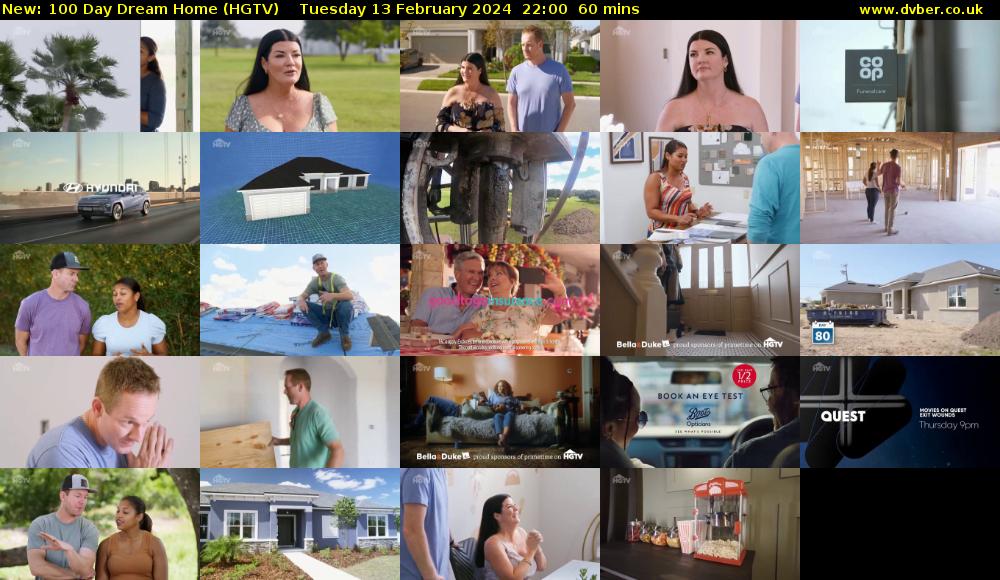 100 Day Dream Home (HGTV) Tuesday 13 February 2024 22:00 - 23:00