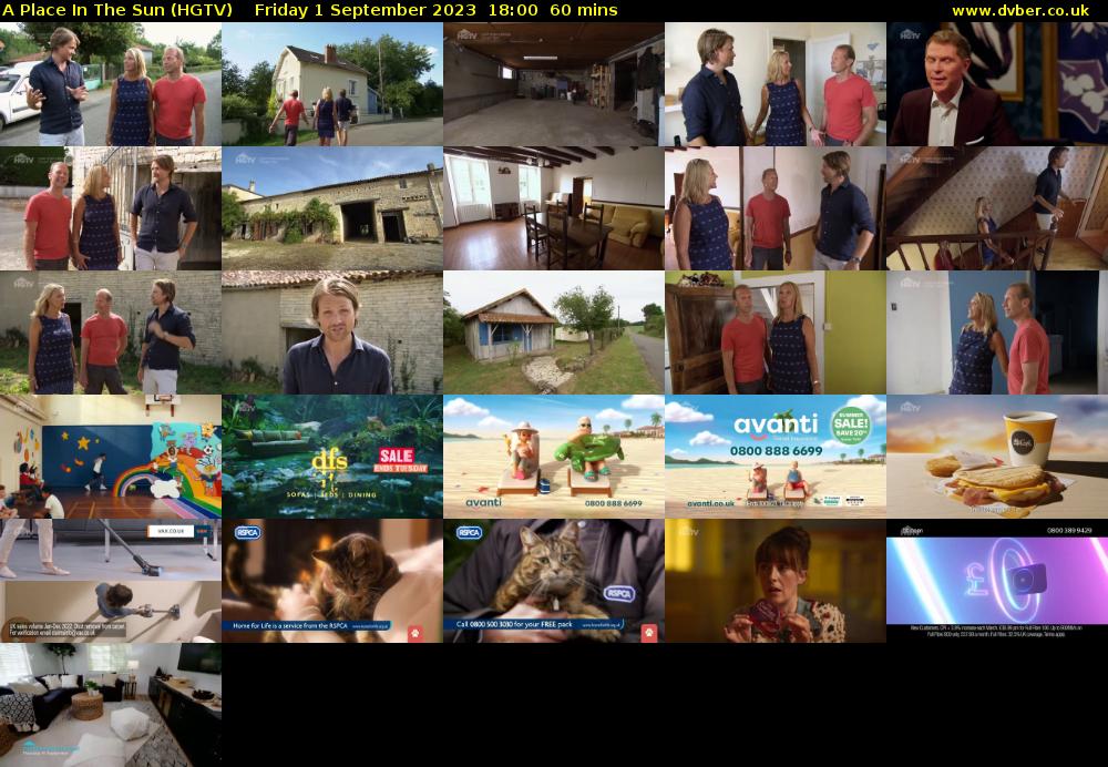 A Place In The Sun (HGTV) Friday 1 September 2023 18:00 - 19:00