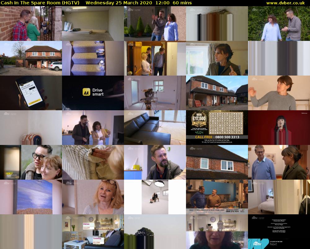 Cash In The Spare Room (HGTV) Wednesday 25 March 2020 12:00 - 13:00