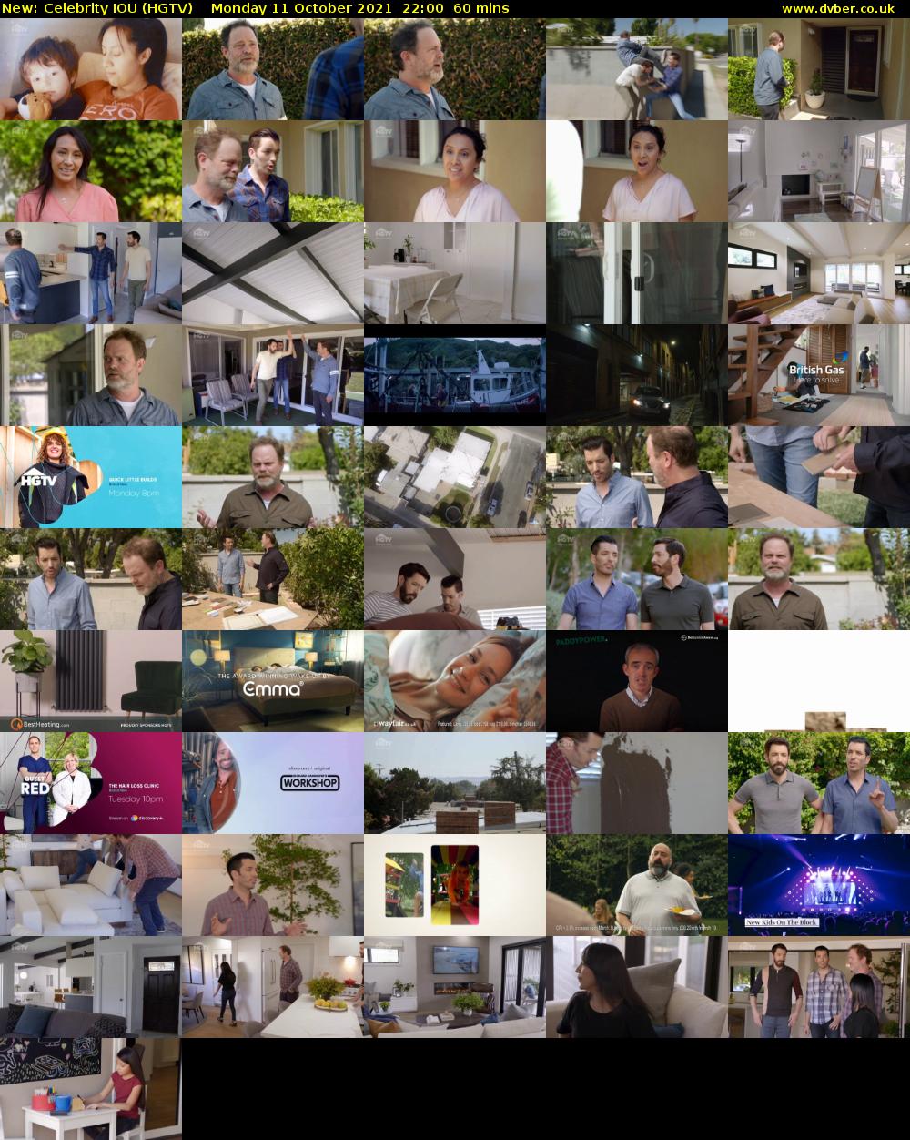 Celebrity IOU (HGTV) Monday 11 October 2021 22:00 - 23:00