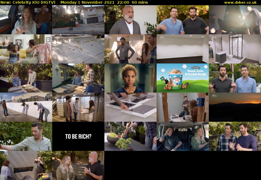 Celebrity IOU (HGTV) Monday 1 November 2021 22:00 - 23:00