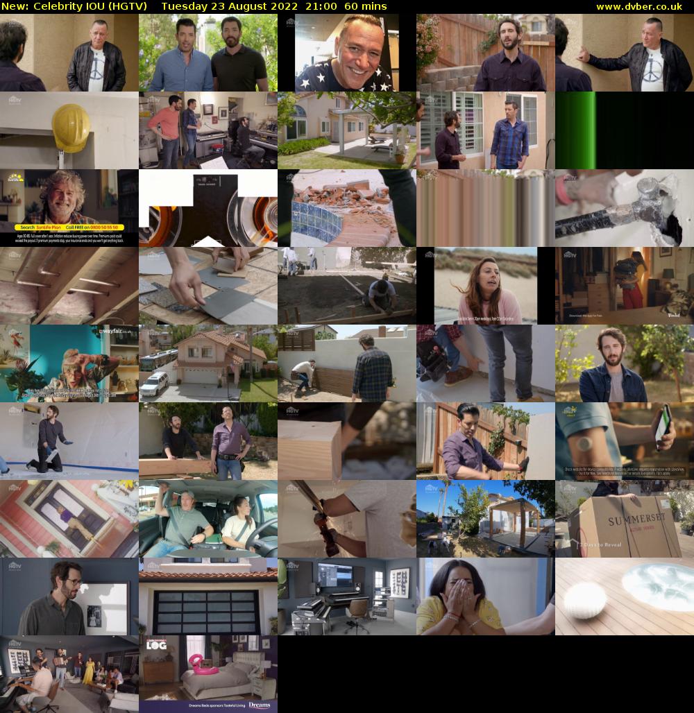 Celebrity IOU (HGTV) Tuesday 23 August 2022 21:00 - 22:00
