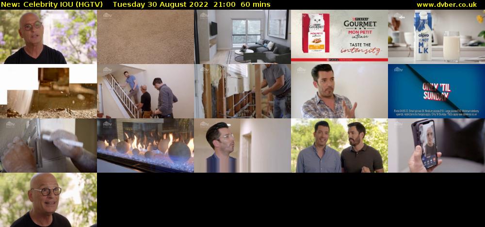 Celebrity IOU (HGTV) Tuesday 30 August 2022 21:00 - 22:00