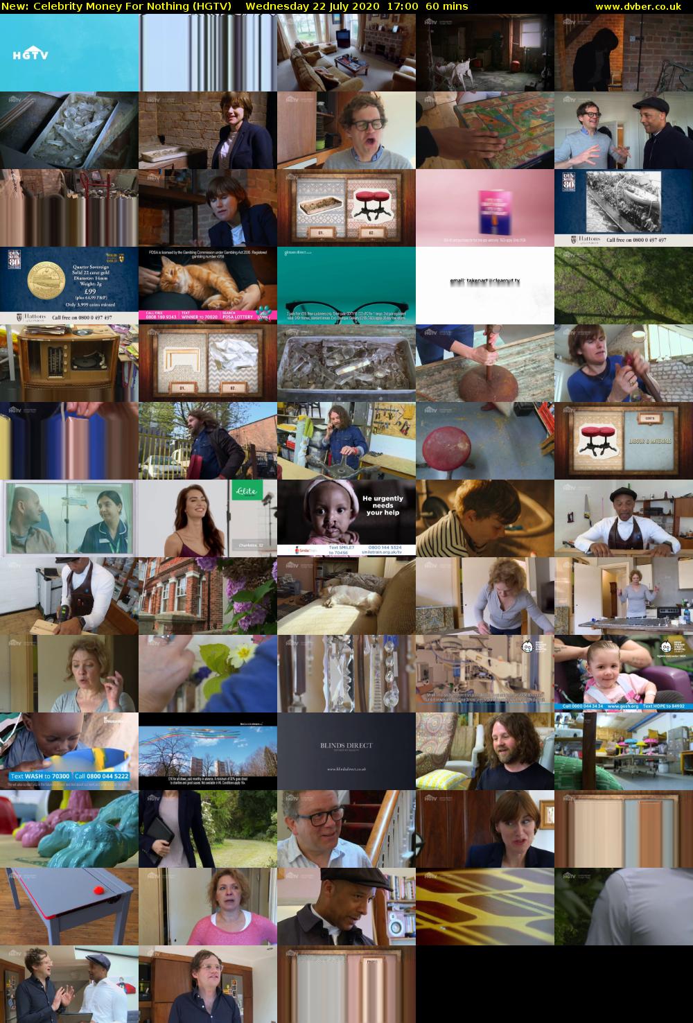 Celebrity Money For Nothing (HGTV) Wednesday 22 July 2020 17:00 - 18:00