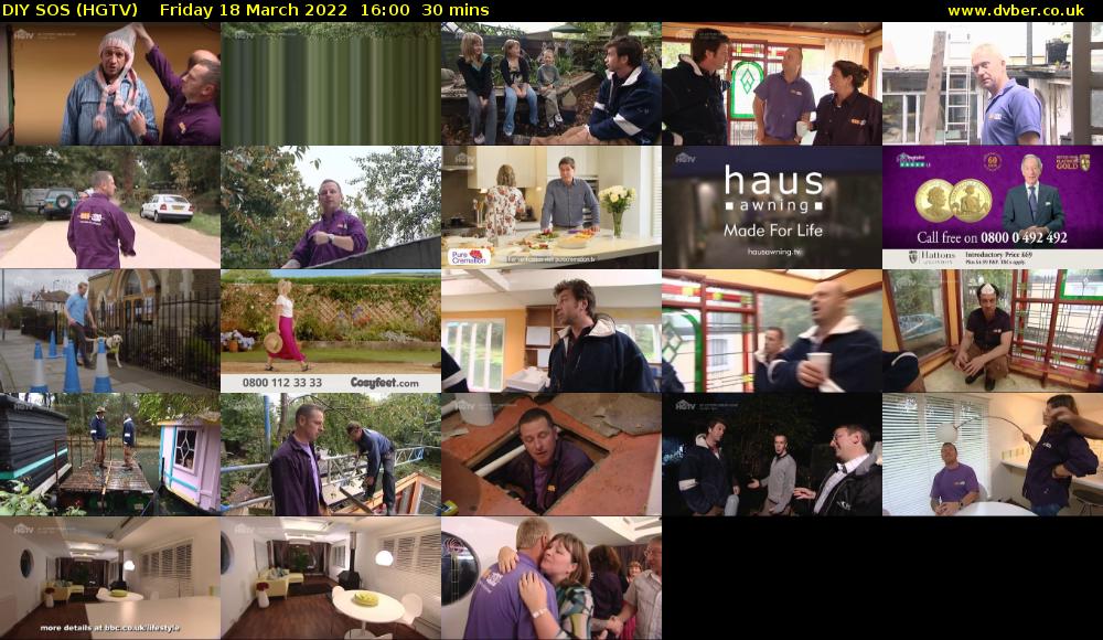 DIY SOS (HGTV) Friday 18 March 2022 16:00 - 16:30