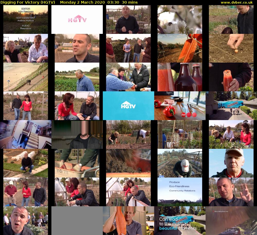 Digging For Victory (HGTV) Monday 2 March 2020 03:30 - 04:00