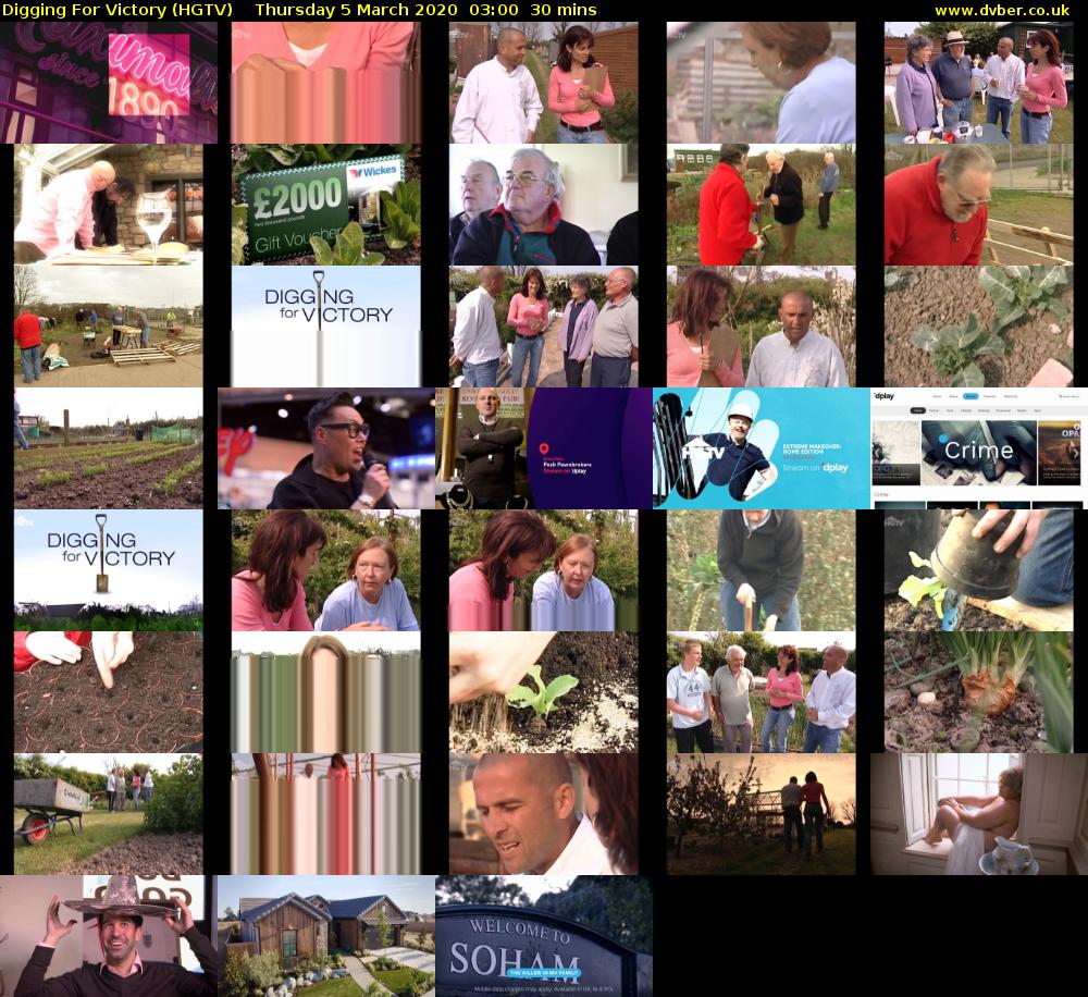 Digging For Victory (HGTV) Thursday 5 March 2020 03:00 - 03:30