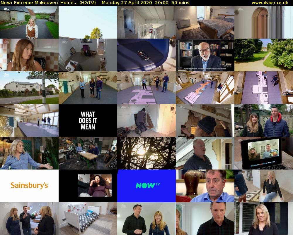 Extreme Makeover: Home... (HGTV) Monday 27 April 2020 20:00 - 21:00