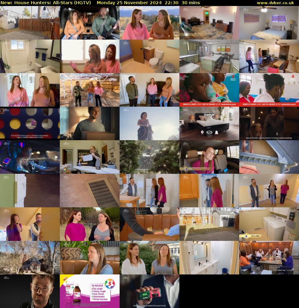 House Hunters: All-Stars (HGTV) Monday 25 November 2024 22:30 - 23:00