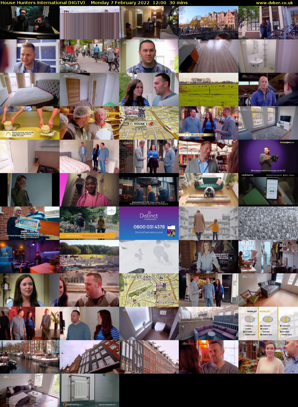 House Hunters International (HGTV) Monday 7 February 2022 12:00 - 12:30