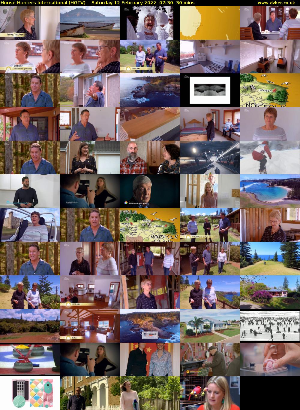 House Hunters International (HGTV) Saturday 12 February 2022 07:30 - 08:00