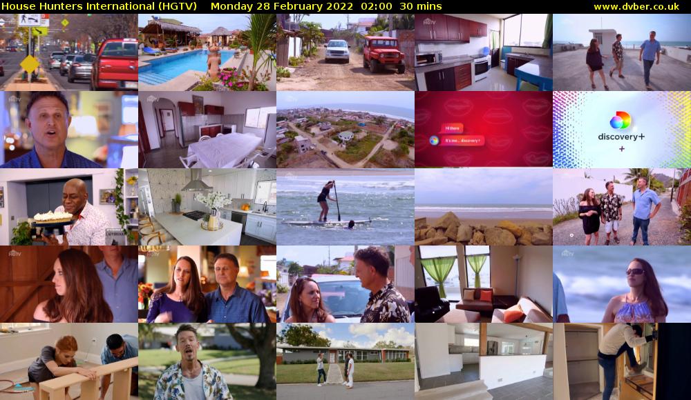 House Hunters International (HGTV) Monday 28 February 2022 02:00 - 02:30