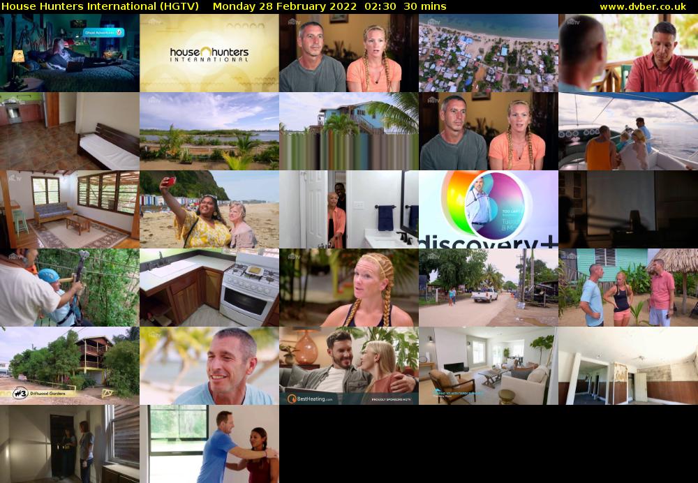 House Hunters International (HGTV) Monday 28 February 2022 02:30 - 03:00