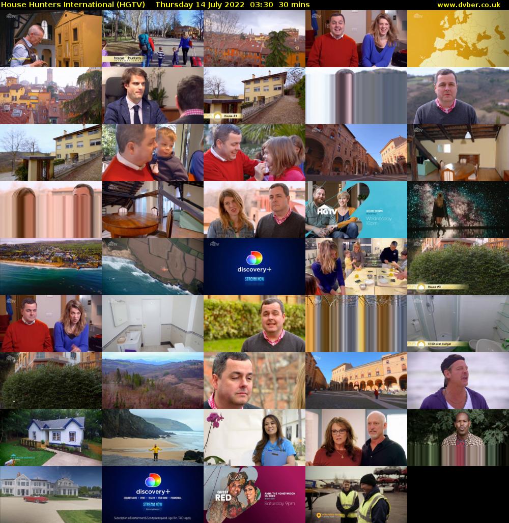 House Hunters International (HGTV) Thursday 14 July 2022 03:30 - 04:00