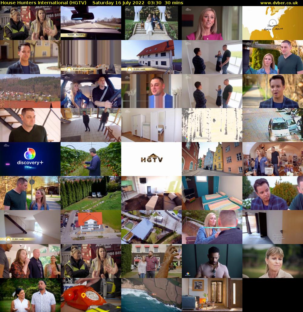 House Hunters International (HGTV) Saturday 16 July 2022 03:30 - 04:00