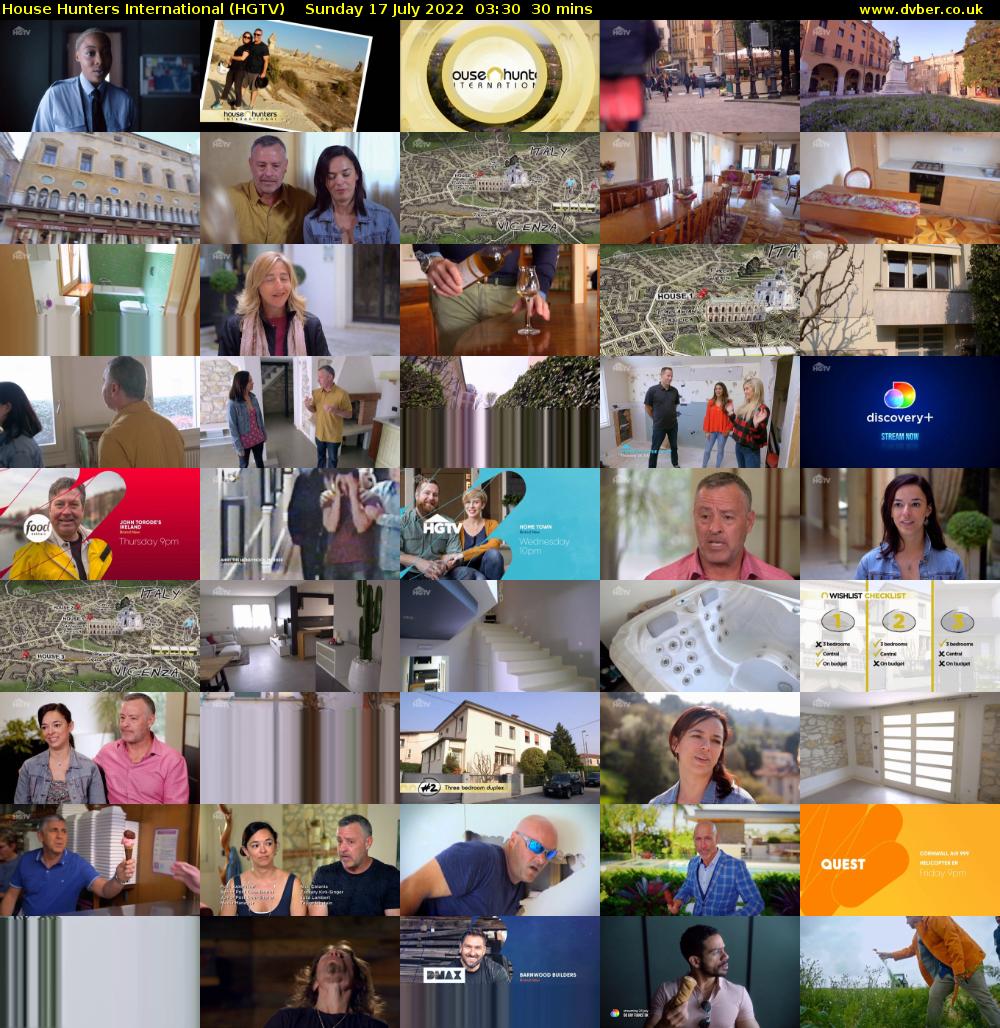 House Hunters International (HGTV) Sunday 17 July 2022 03:30 - 04:00