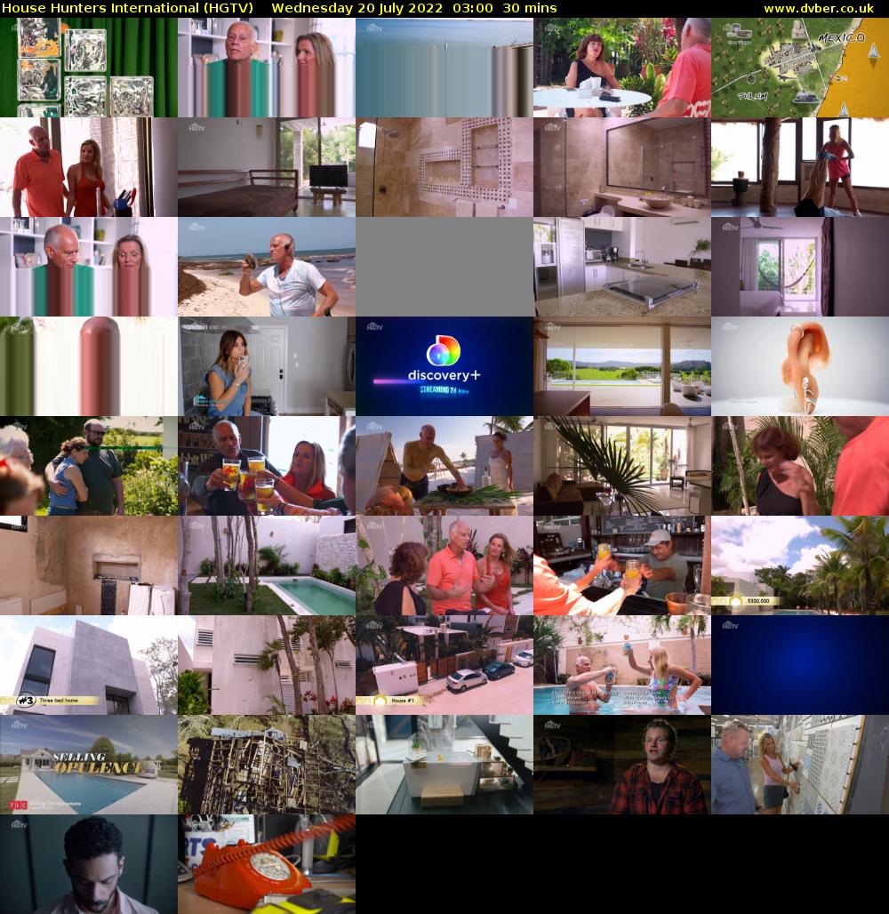 House Hunters International (HGTV) Wednesday 20 July 2022 03:00 - 03:30