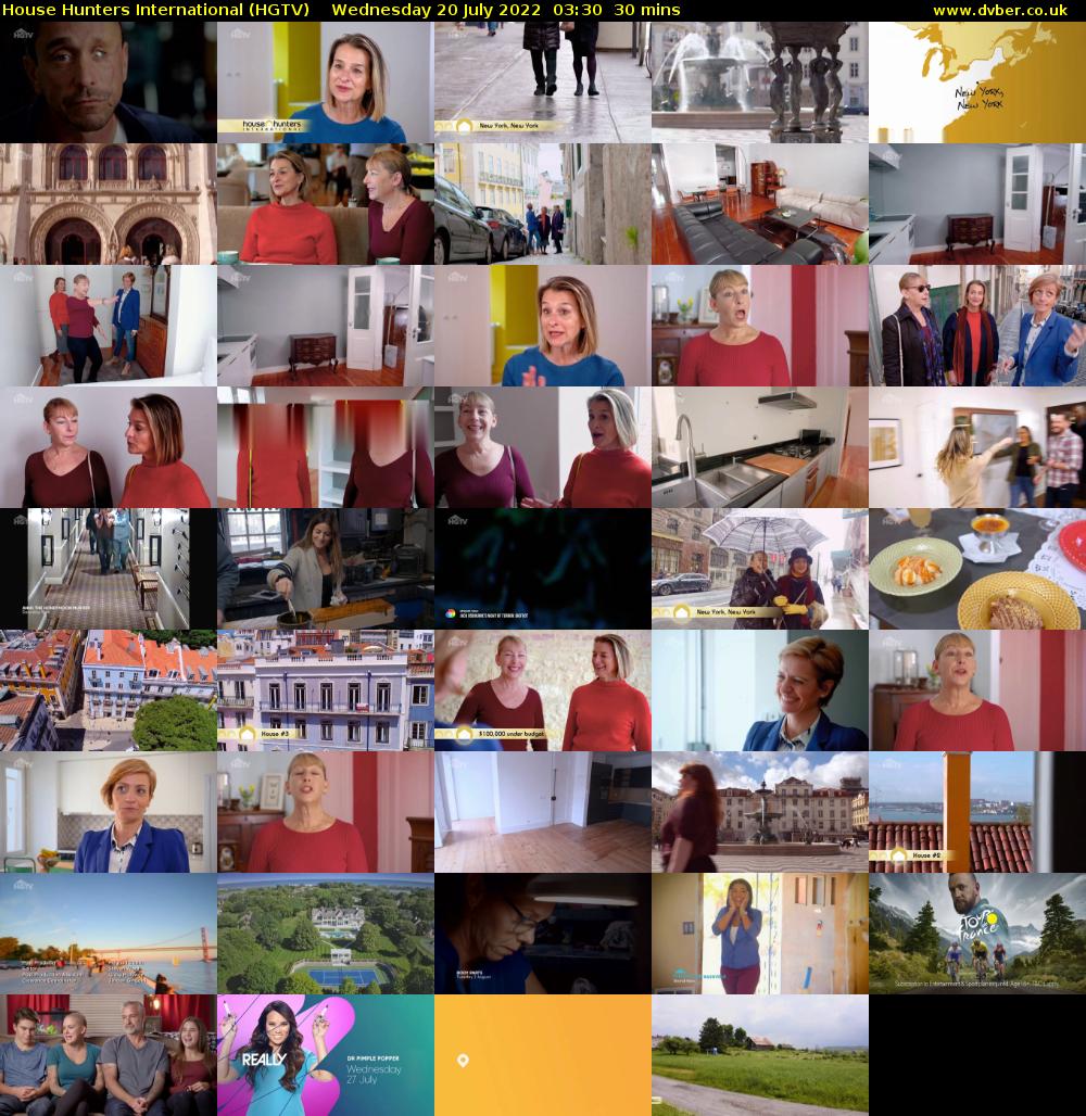 House Hunters International (HGTV) Wednesday 20 July 2022 03:30 - 04:00