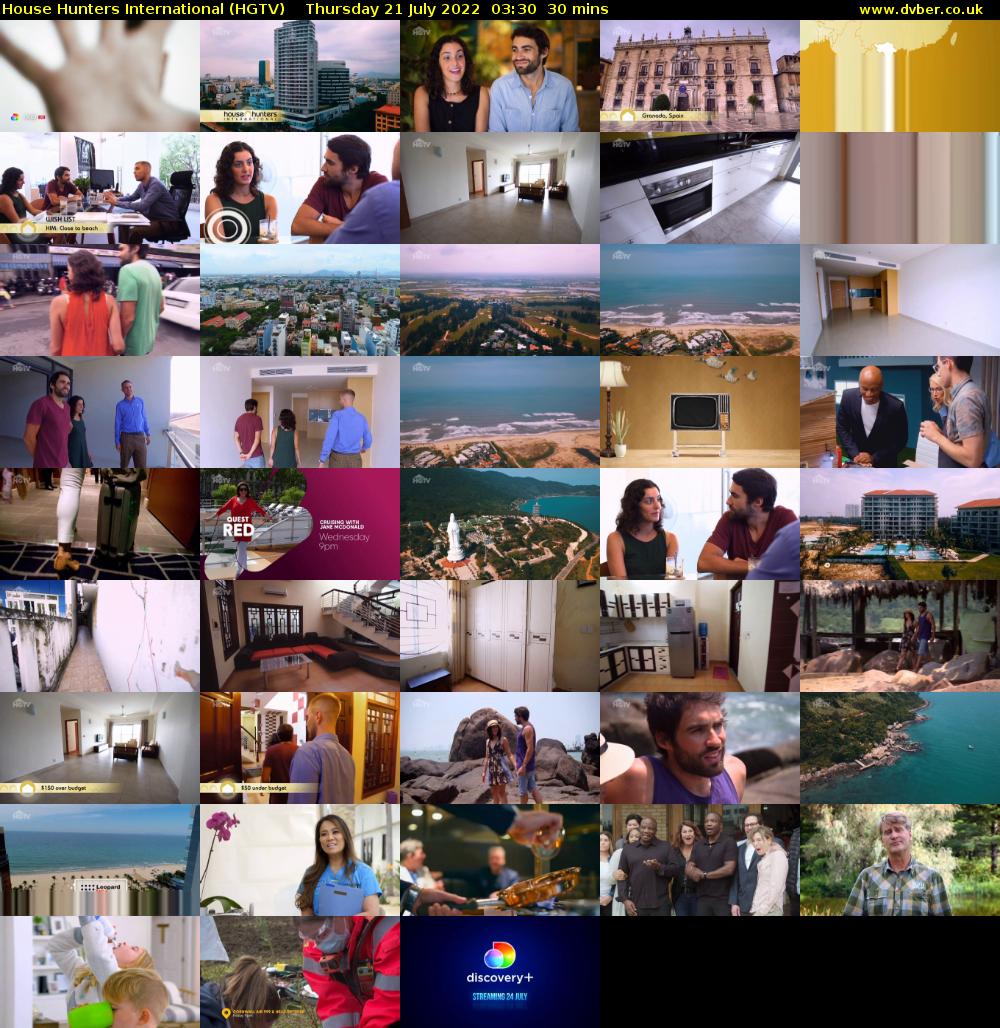 House Hunters International (HGTV) Thursday 21 July 2022 03:30 - 04:00