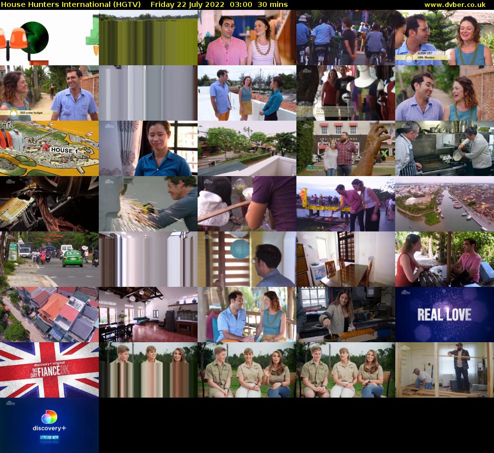 House Hunters International (HGTV) Friday 22 July 2022 03:00 - 03:30
