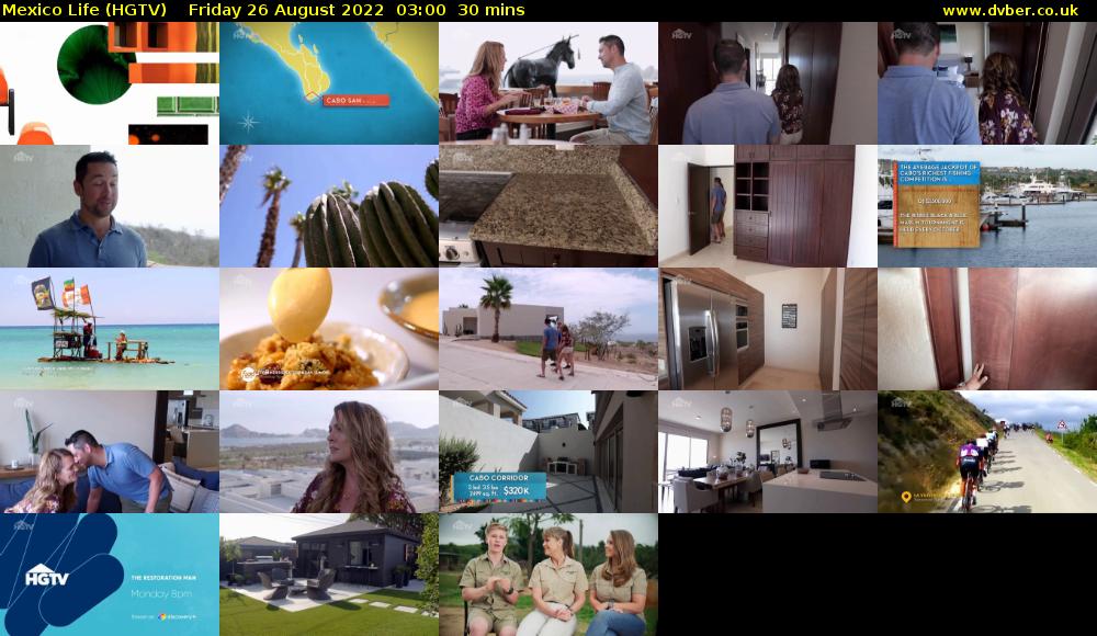 Mexico Life (HGTV) Friday 26 August 2022 03:00 - 03:30