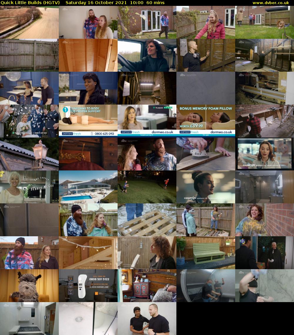 Quick Little Builds (HGTV) Saturday 16 October 2021 10:00 - 11:00