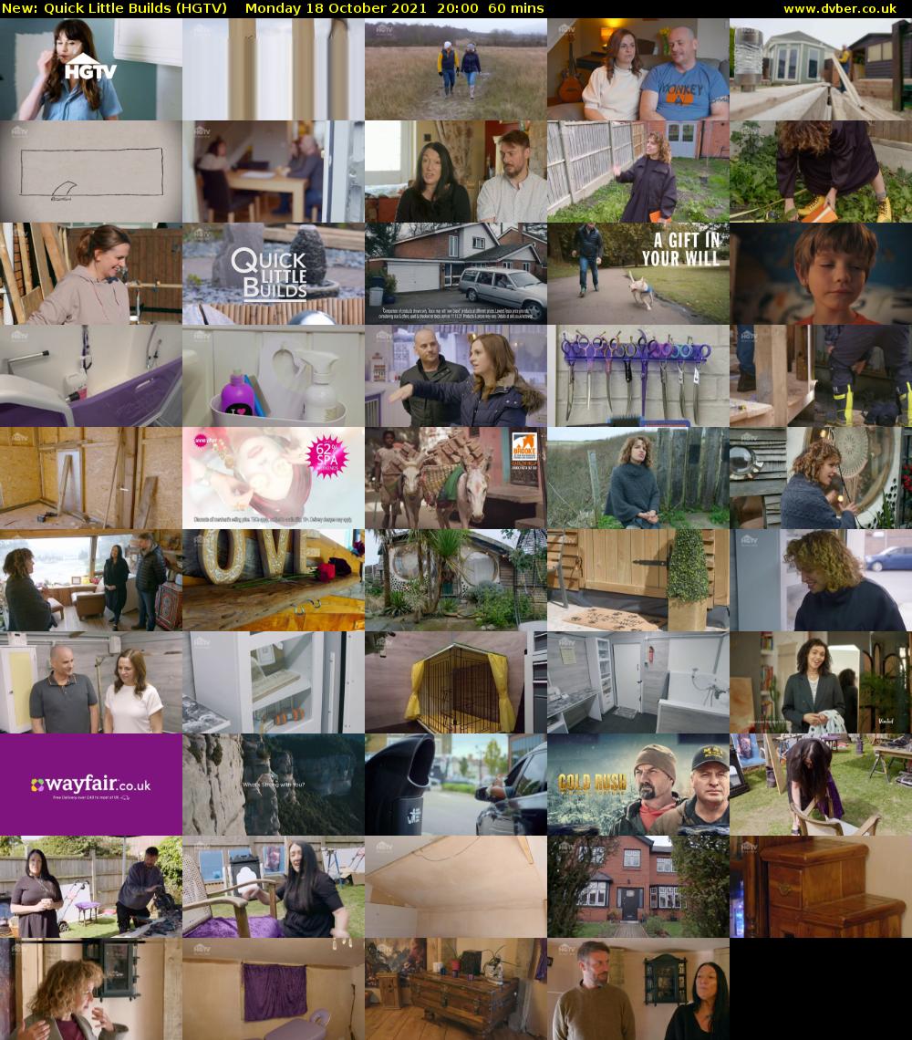 Quick Little Builds (HGTV) Monday 18 October 2021 20:00 - 21:00
