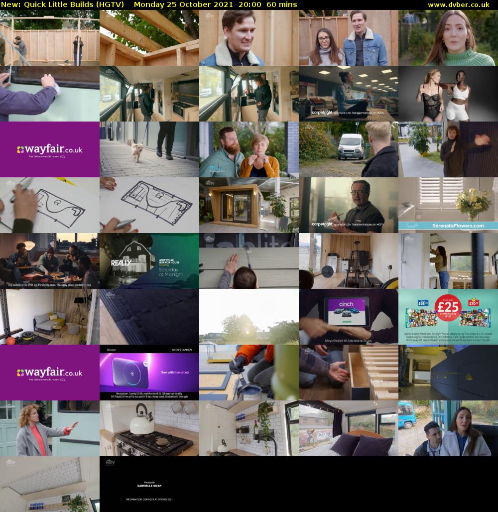 Quick Little Builds (HGTV) Monday 25 October 2021 20:00 - 21:00