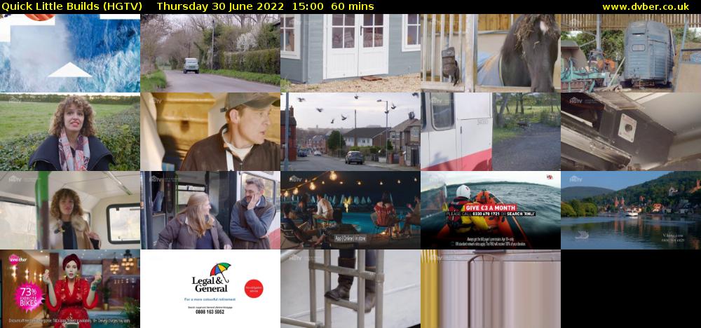 Quick Little Builds (HGTV) Thursday 30 June 2022 15:00 - 16:00